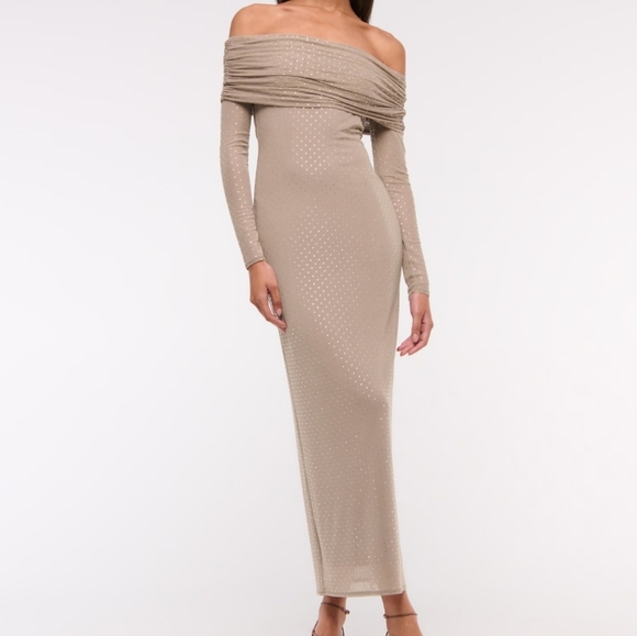 Off-The-Shoulder Rhinestone Maxi Dress - Picture 10 of 10